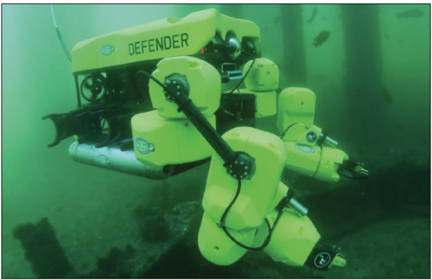 Defender ROV operating underwater.